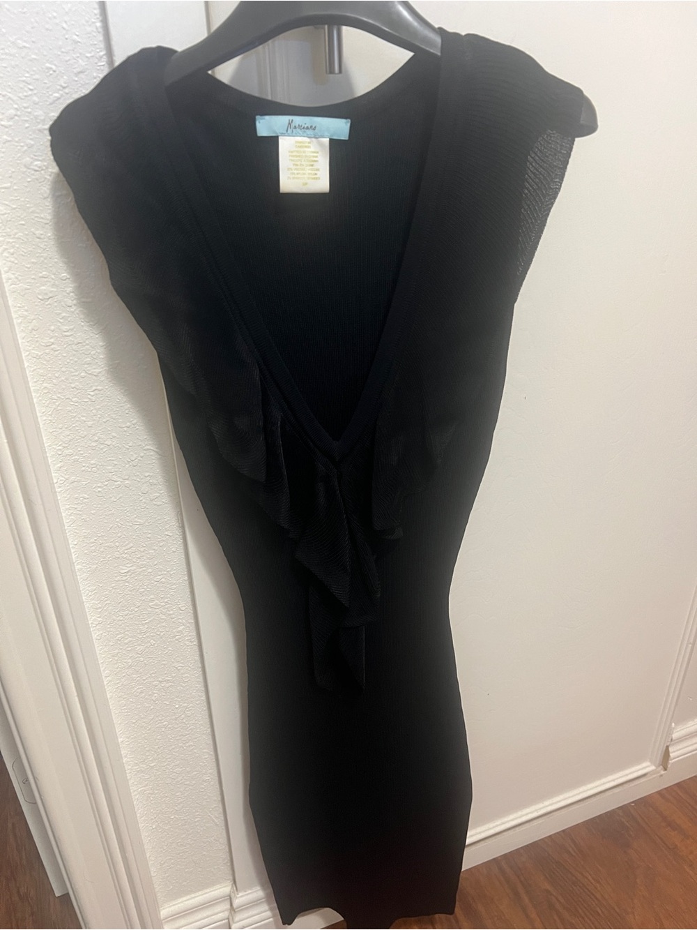 Guess by Marciano Black Backless Ruffle-Front Dress